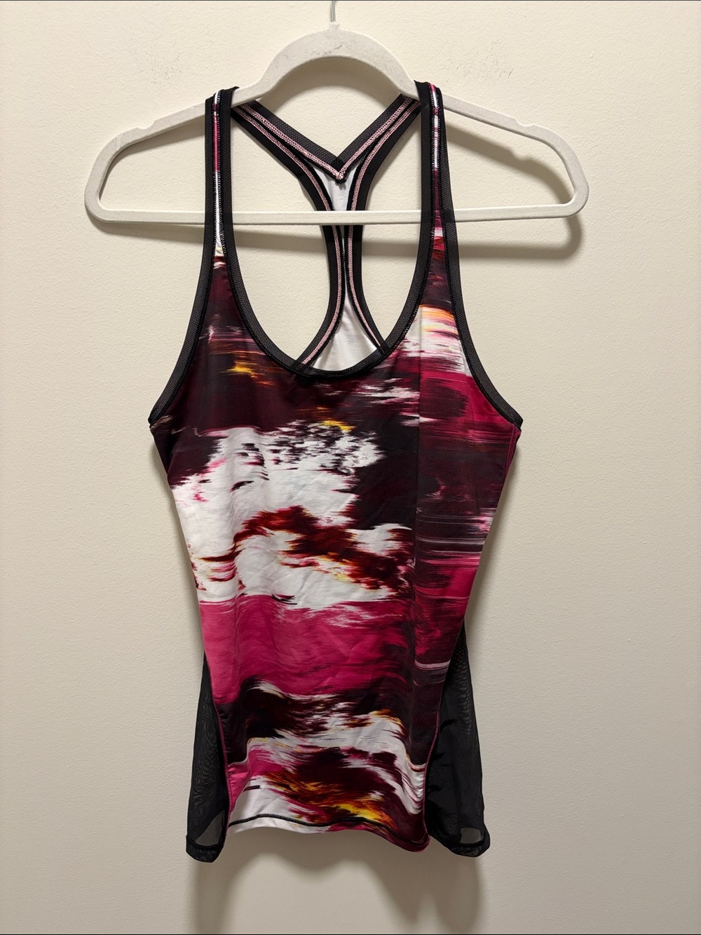 lululemon athletica Black Tank with Pink Patterned Trim